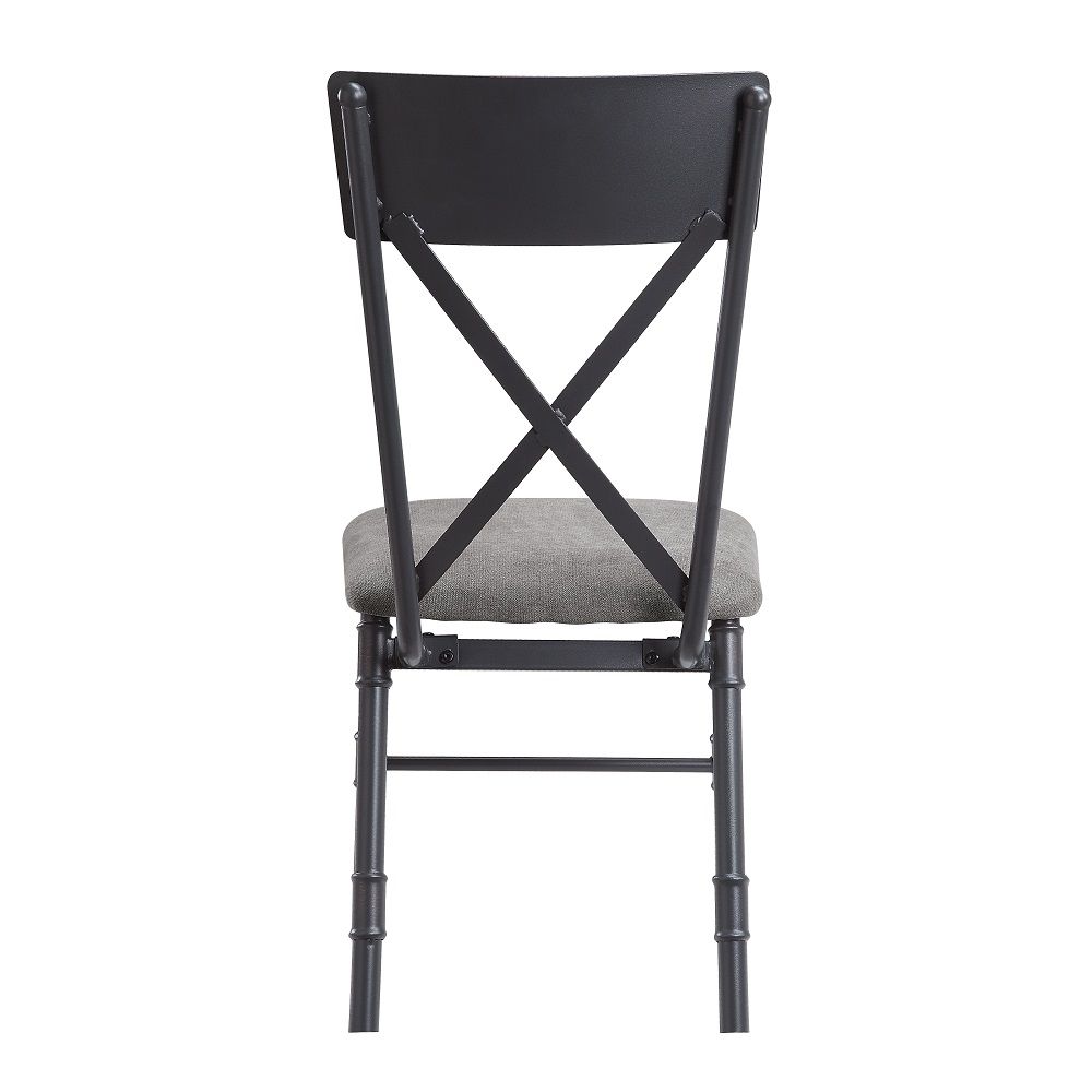 Edina - Side Chair Set of 2) - Gray Fabric, Oak & Sandy Black