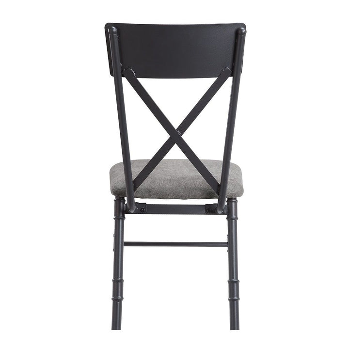 Edina - Side Chair Set of 2) - Gray Fabric, Oak & Sandy Black