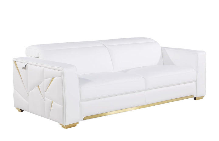 DivanItalia 1120 Sofa with Adjustable Headrest in Top-Grain Italian Leather - White