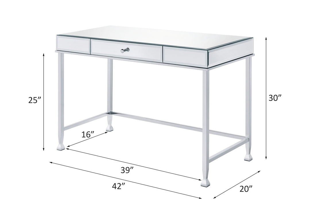 Canine - Writing Desk - Mirrored And Chrome