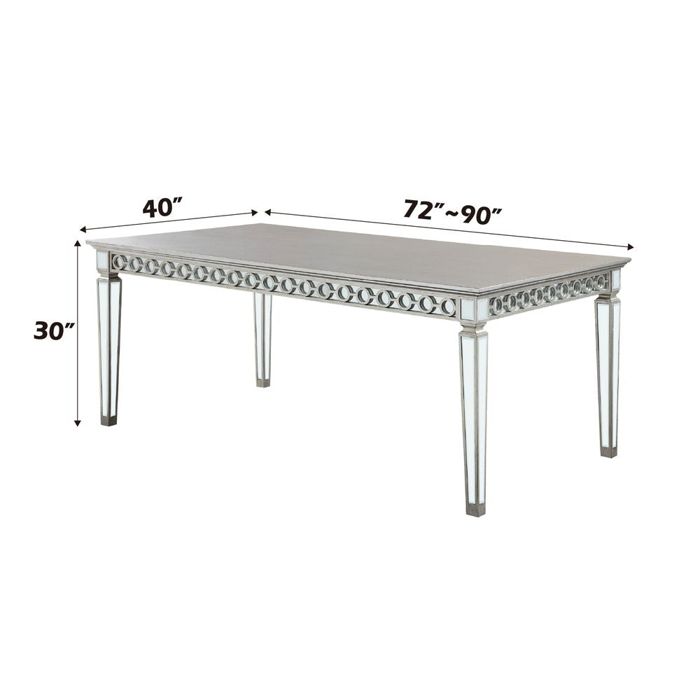 Varian - Dining Table 90"L) - Mirrored & Antique Platinum