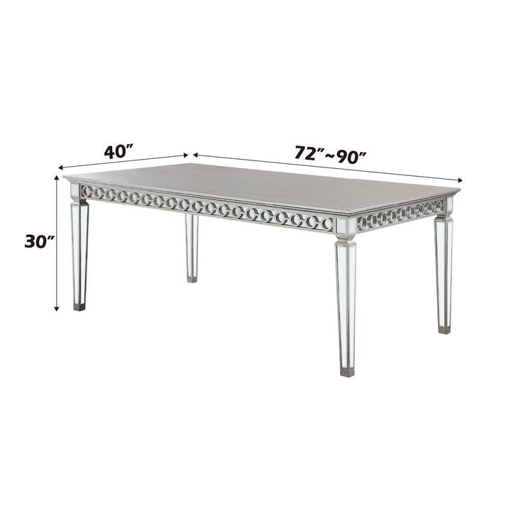 Varian - Dining Table 90"L) - Mirrored & Antique Platinum