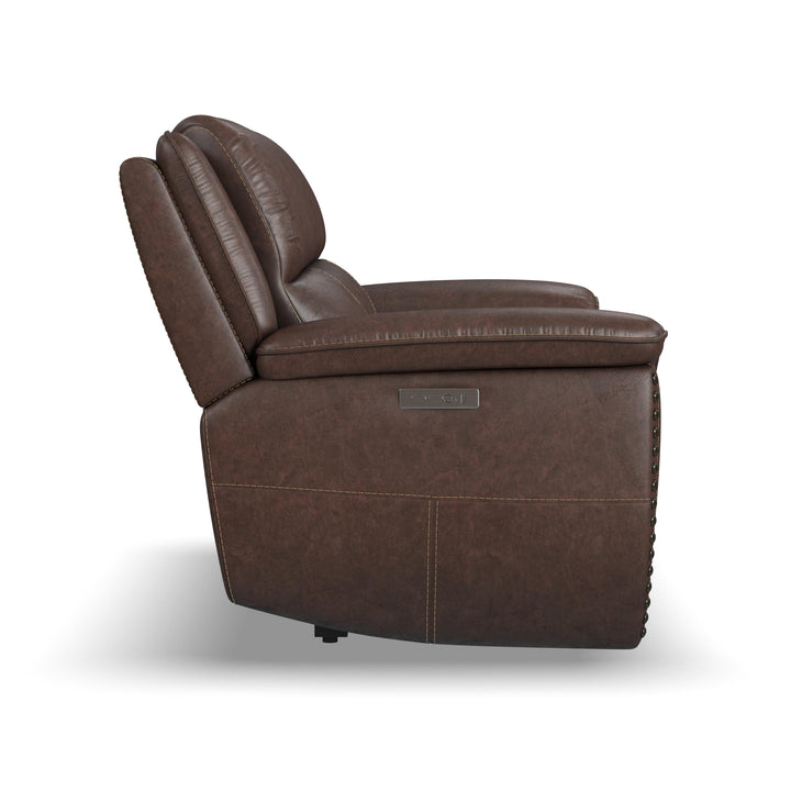 Beau Fabric Power Reclining Loveseat with Power Headrests in Sable