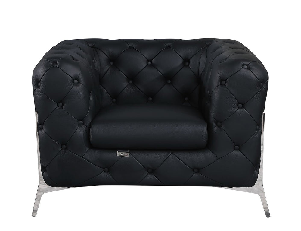 DivanItalia 970 Chair in Top-Grain Italian Leather - Black