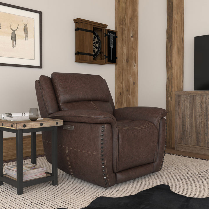 Beau Fabric Power Recliner with Power Headrest in Sable
