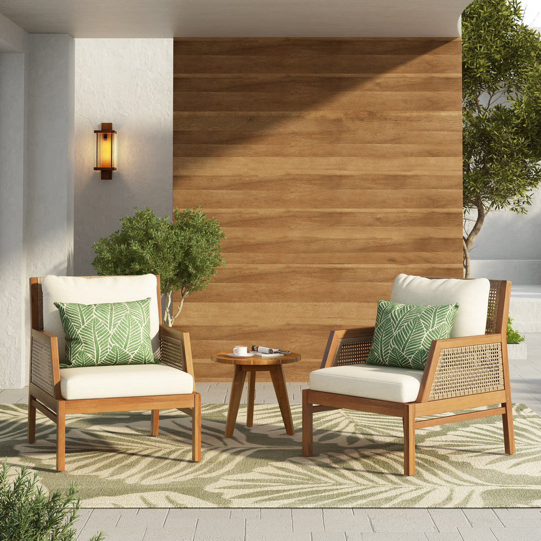 Acacia &amp; Wicker Outdoor Club Chair – Teak (Set of 2)