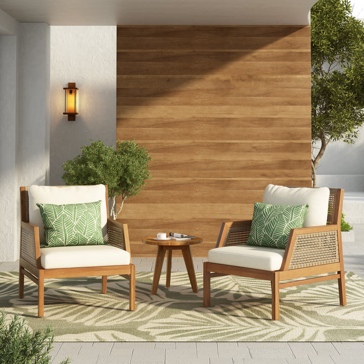 Acacia &amp; Wicker Outdoor Club Chair – Teak (Set of 2)