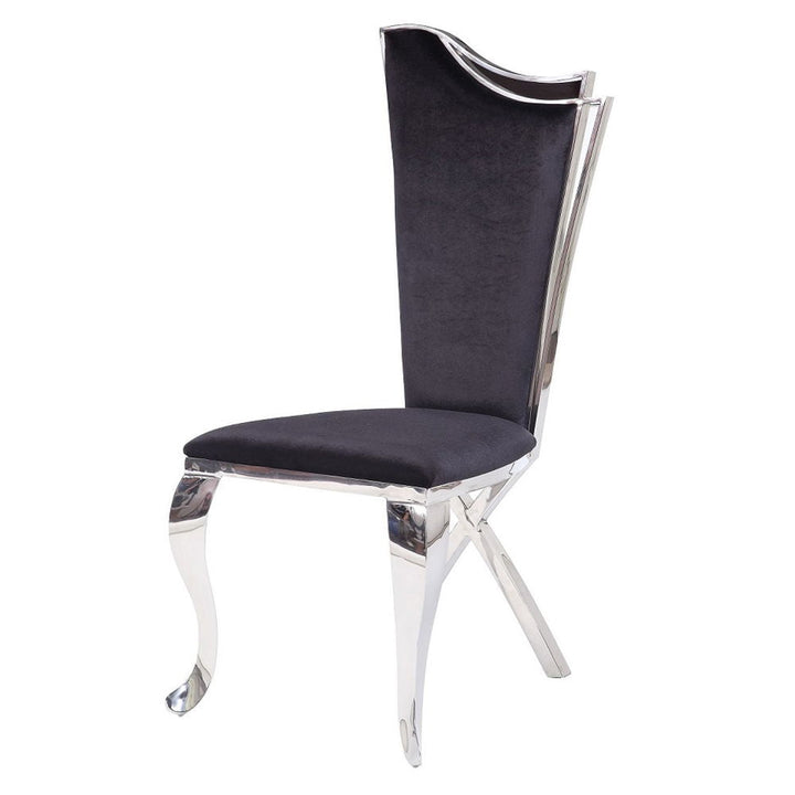 Cyrene - Side Chair Set of 2) - Black Fabric & Stainless Steel