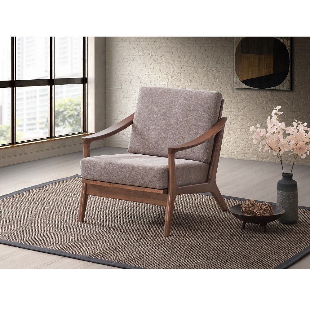 Lide - Accent Chair - Light Brown Fabric & Brown
