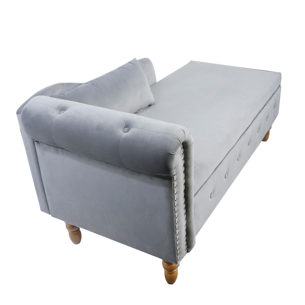 grey-velvet-lounge-chaise-with-storage-pillow-modern-upholstered-rolled-arm