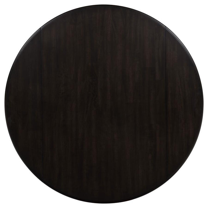 Catley - 5 Piece Round Drop Leaf Dining Table Set - Dark Coffee