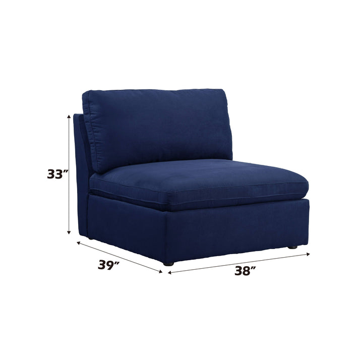 Crosby - Modular Armless Chair - Blue Fabric