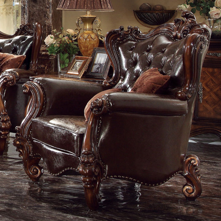 versailles-chair-with-2-pillows-two-tone-dark-brown-synthetic-leather-cherry-oak