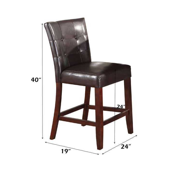 Britney Counter Height Chair (Set of 2) - Espresso Faux Leather &amp; Walnut
