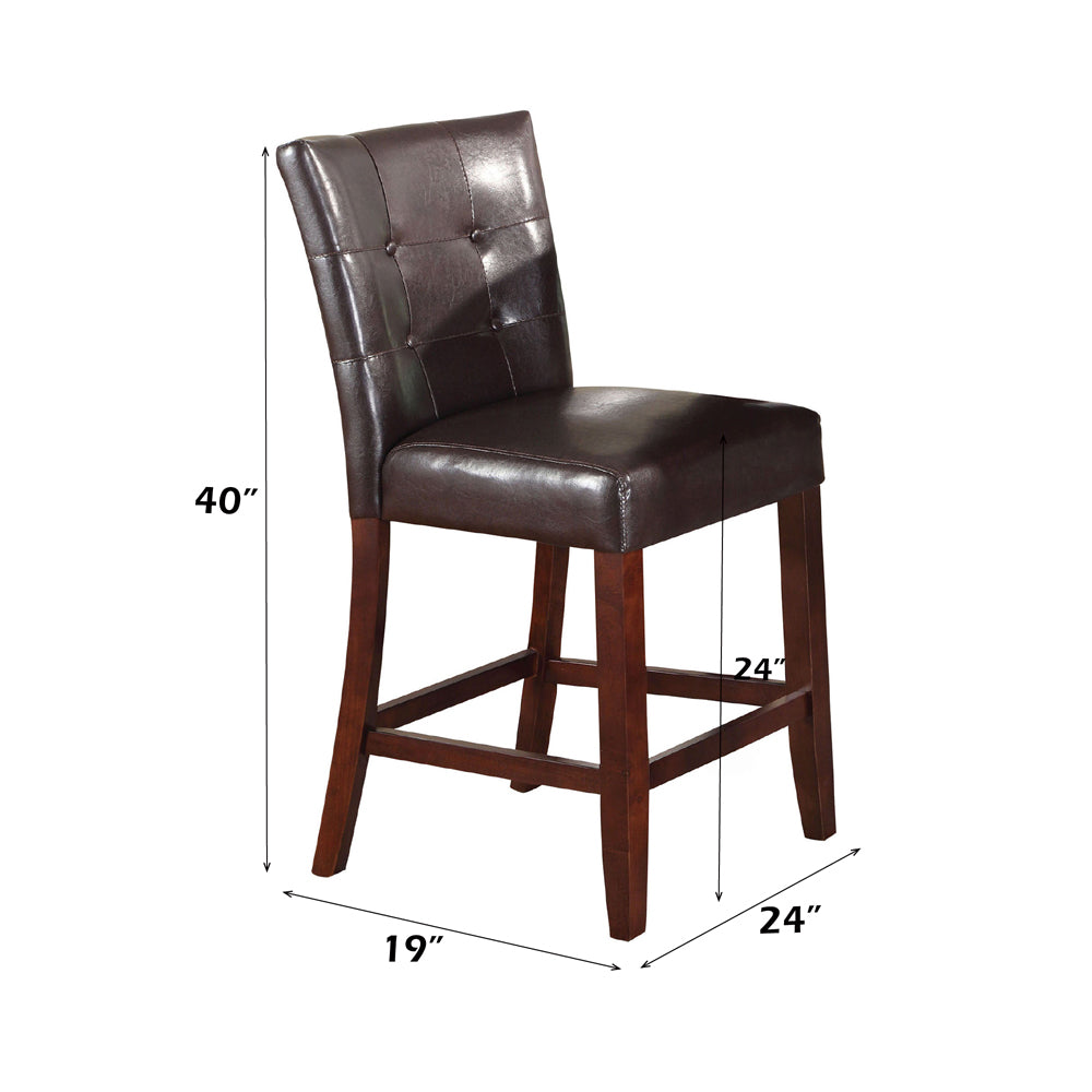 Britney Counter Height Chair (Set of 2) - Espresso Faux Leather & Walnut