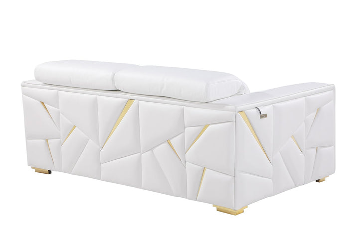 DivanItalia 1120 2-Piece Sofa Set with Adjustable Headrest in Top-Grain Italian Leather - White
