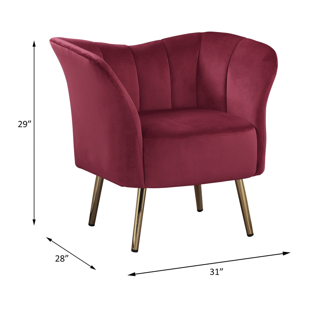 Reese - Accent Chair - Burgundy Velvet & Gold