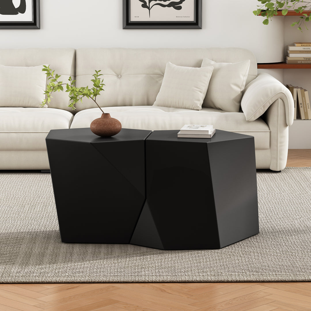Geometric MgO Nesting Coffee Table Set – Black