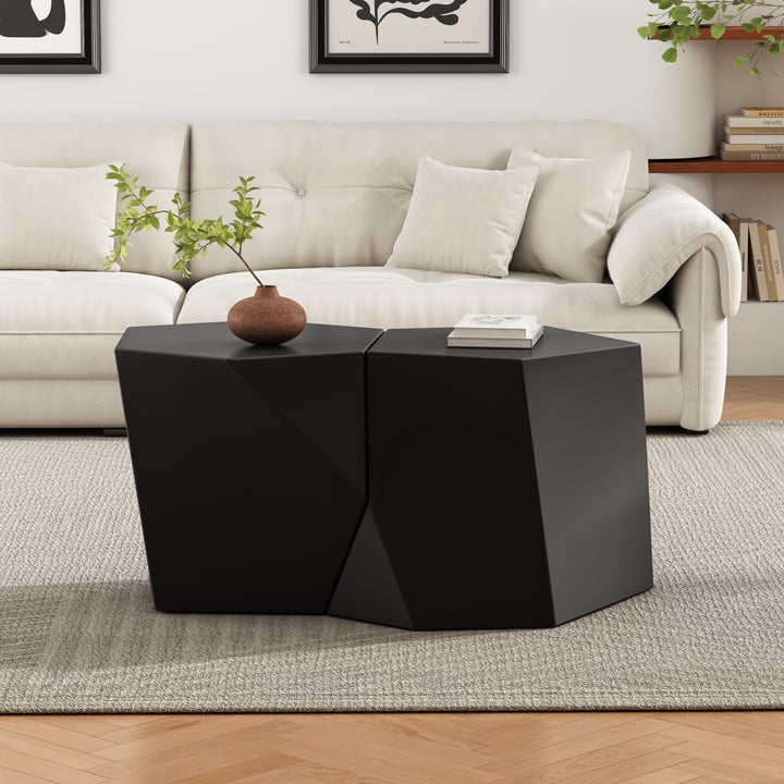 Geometric MgO Nesting Coffee Table Set – Black