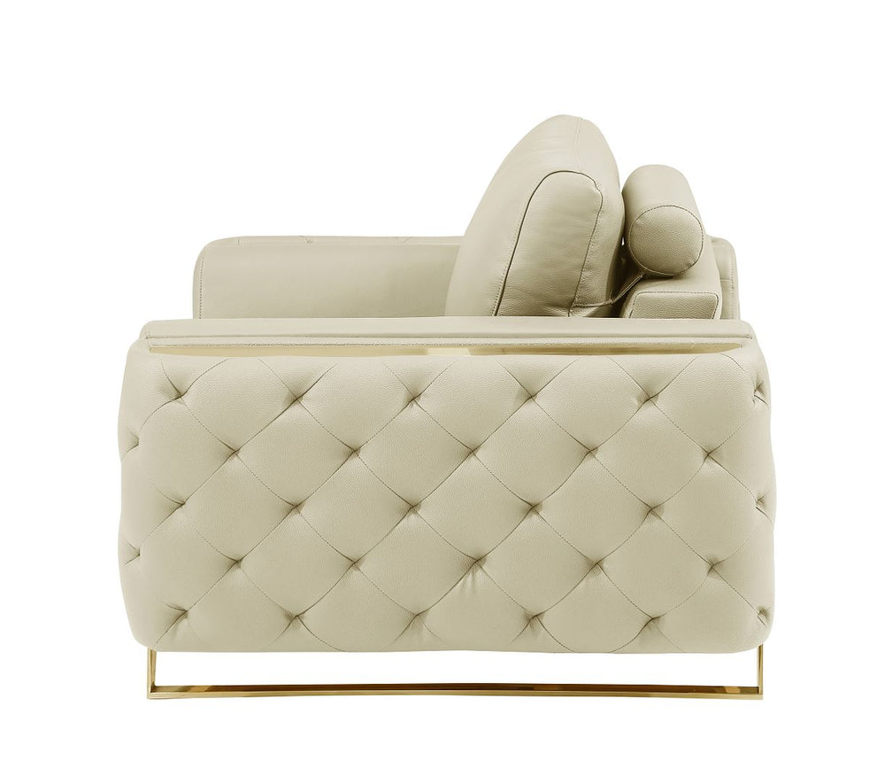 DivanItalia 1050 Loveseat in Top-Grain Italian Leather - Beige