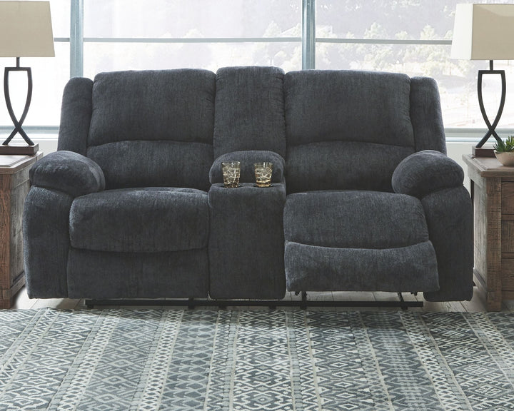 Draycoll - DBL Rec Loveseat w/Console - Dark Gray