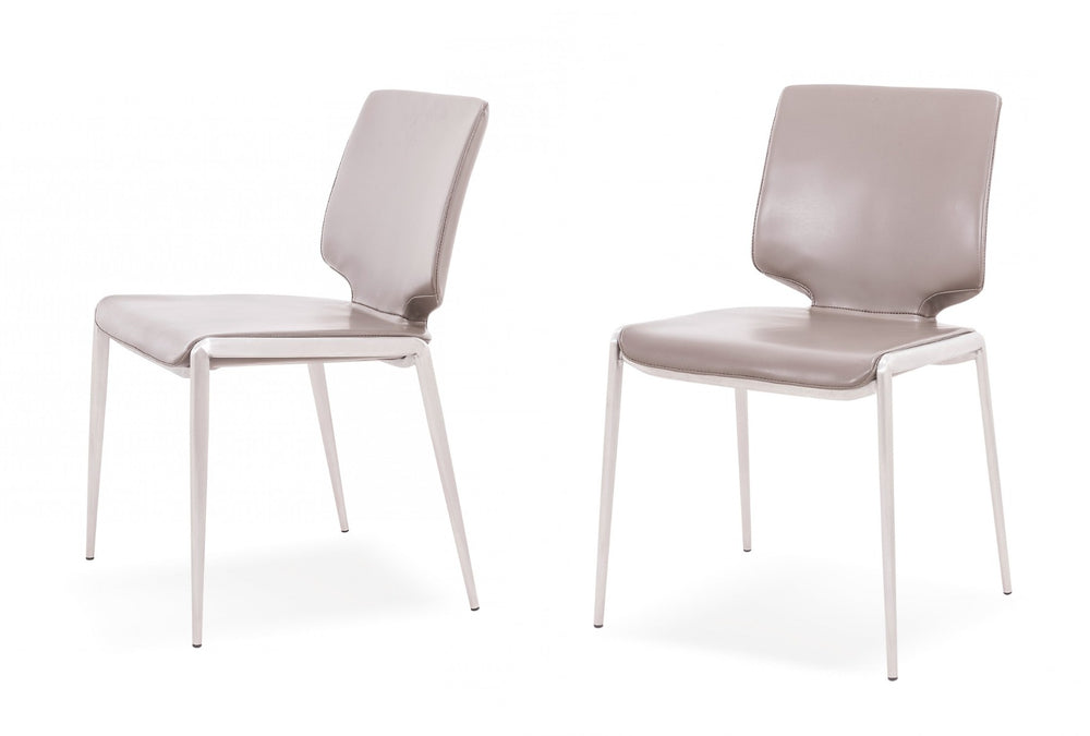 Eileen - Modern Dark Grey Eco-Leather Dining Chair (Set of 2) - View 2