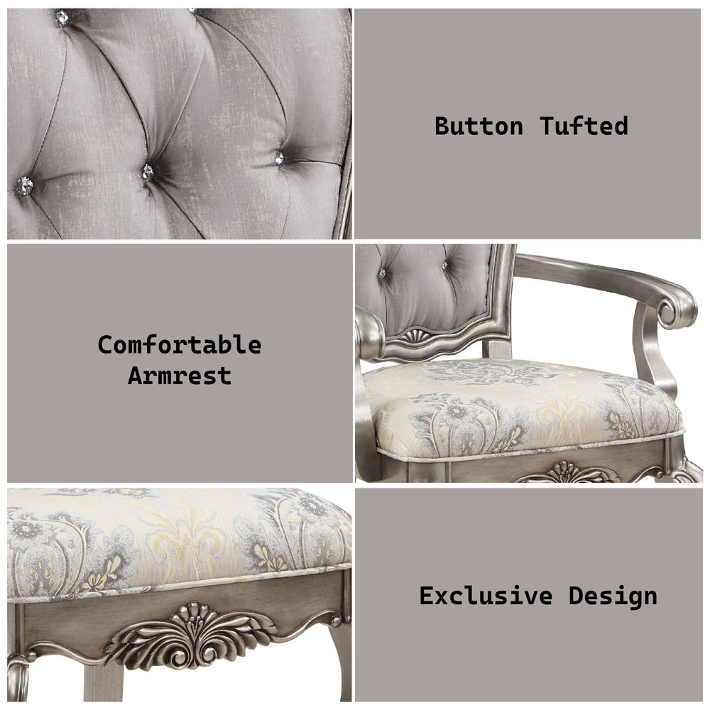 Ariadne - Arm Chair Set of 2) - Velvet & Antique Platinum