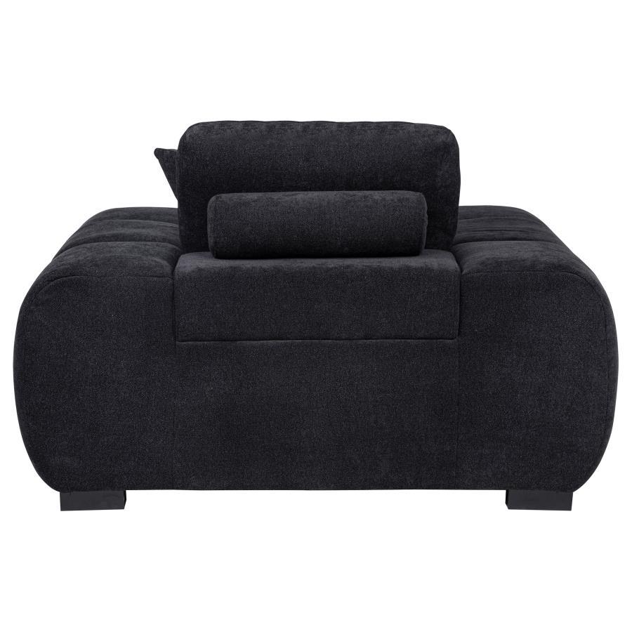 Octavia - Fabric Upholstered Track Arm Accent Chair - Black