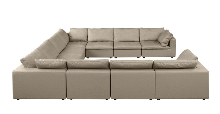 DivanItalia 1100 11-Piece U-Shaped Sectional in Top-Grain Italian Leather - Beige