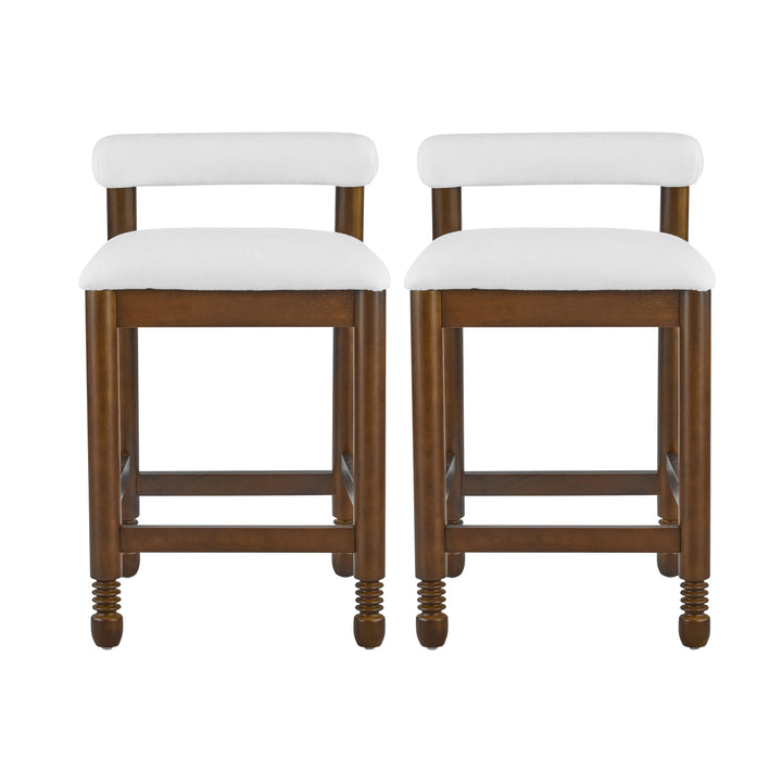 Farmhouse Spindle Counter Stool – Dark Walnut (Set of 2)