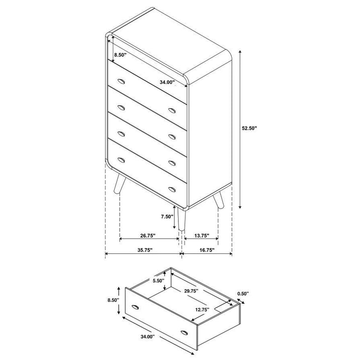 Robyn - 5-Drawer Bedroom Chest Of Drawers - Light Ash