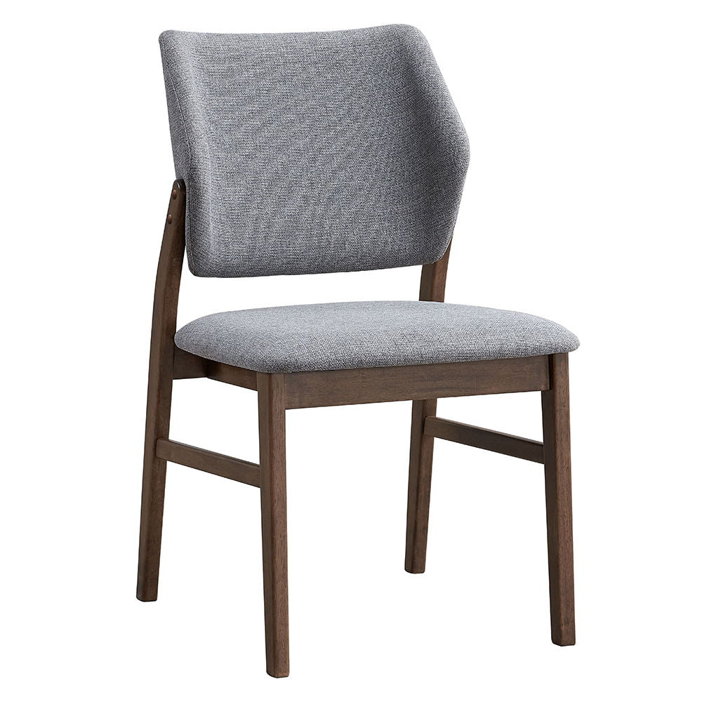 ACME Furniture Sarha Side Chair Set of 2) Light Gray Fabric & Walnut