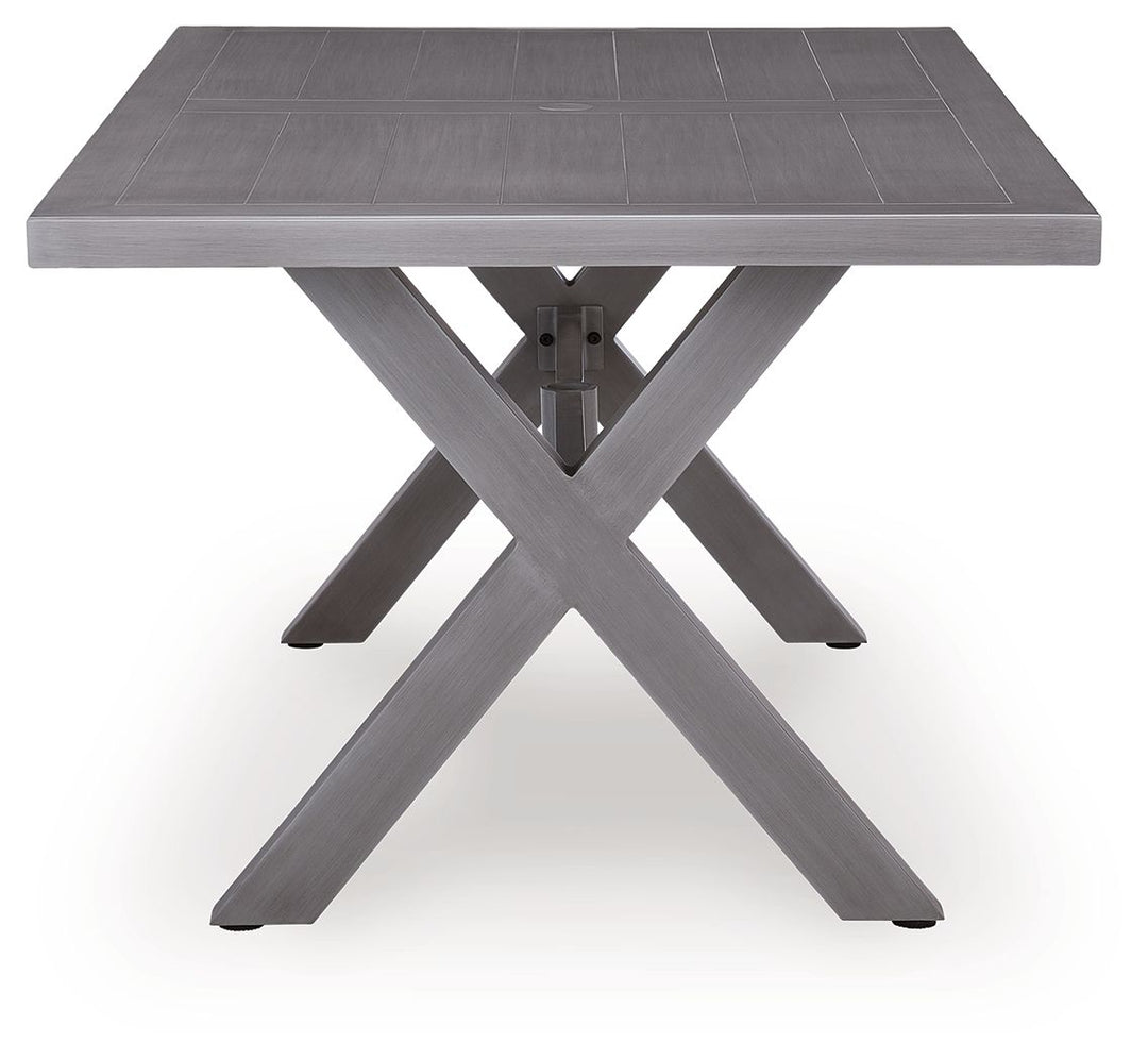 Half Moon Beach - Rectangular Dining Table With Umbrella Option - Gray