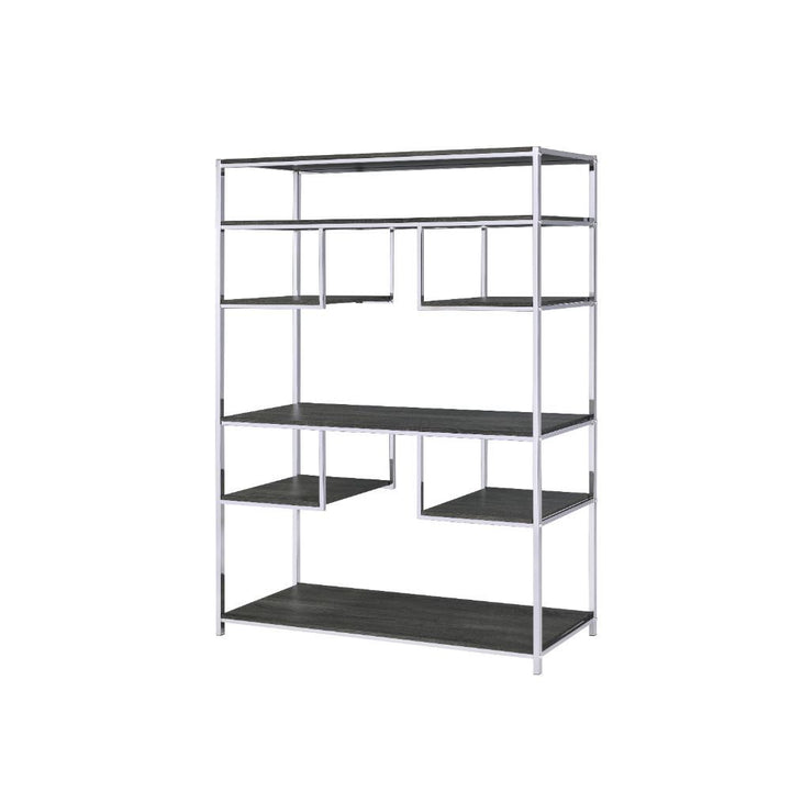 ACME Furniture Vonara Bookshelf Rustic Gray Oak & Chrome