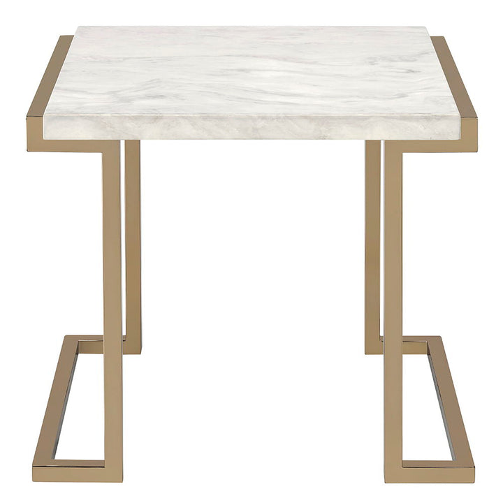 Boice II - End Table - Faux Marble Top & Champagne