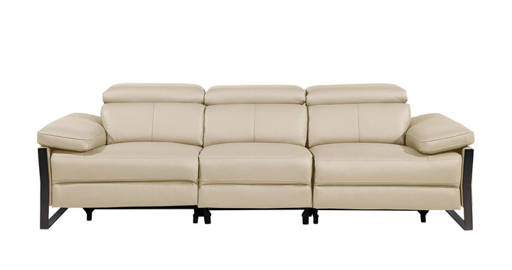 DivanItalia 1246 Modular Power Triple Reclining Sofa with Power Reclining Headrests – Top Grain Italian Leather - Beige