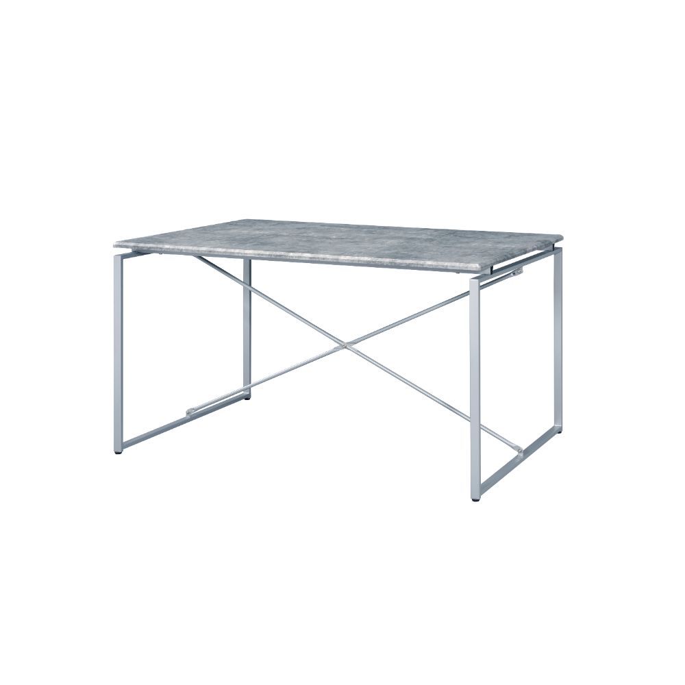 Jurgen - Dining Table - Faux Concrete & Silver