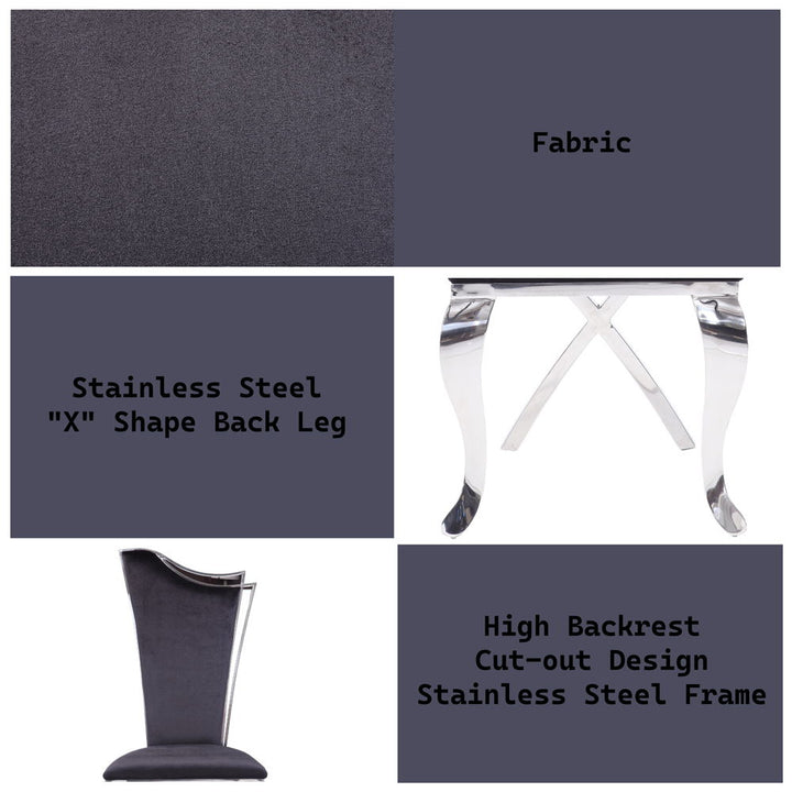 Cyrene - Side Chair Set of 2) - Black Fabric & Stainless Steel