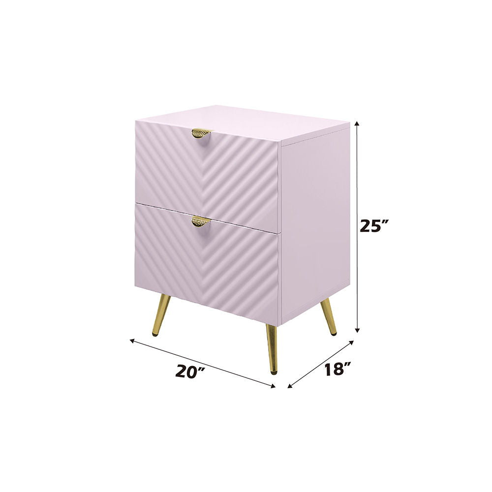 Gaines - Nightstand - Pink High Gloss