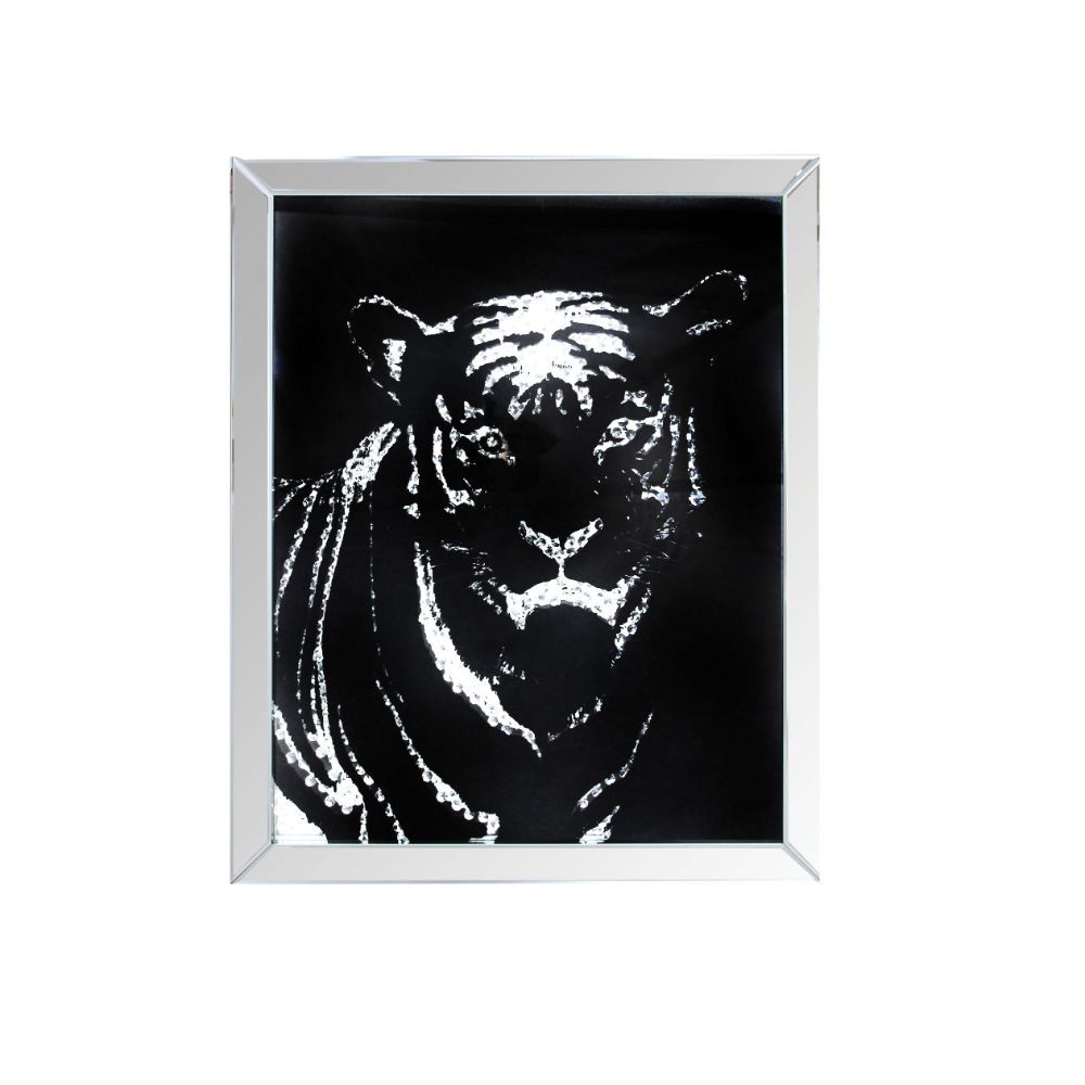 ACME Furniture Talisha Wall Art Mirrored & Faux Crystal Tiger