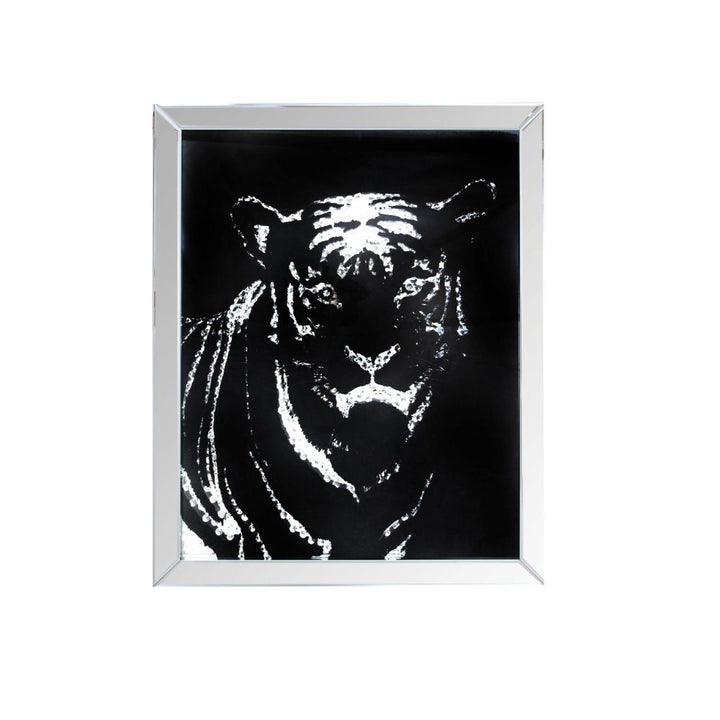 ACME Furniture Talisha Wall Art Mirrored & Faux Crystal Tiger