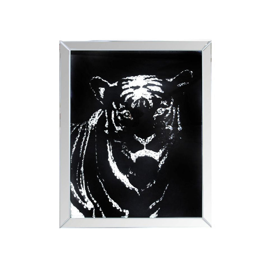 ACME Furniture Talisha Wall Art Mirrored & Faux Crystal Tiger