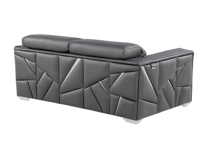 DivanItalia 1120 Sofa with Adjustable Headrest in Top-Grain Italian Leather - Dark Gray