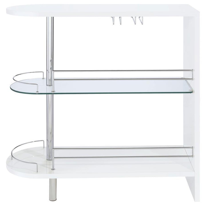 Adolfo - Rectangular 2-Tier Home Bar Table - White High Gloss