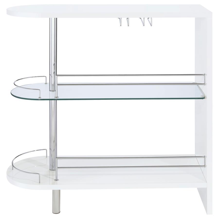Adolfo - Rectangular 2-Tier Home Bar Table - White High Gloss