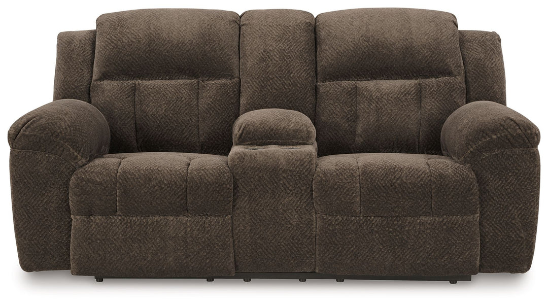 Frohn - Dbl Reclining Loveseat With Console - Chocolate