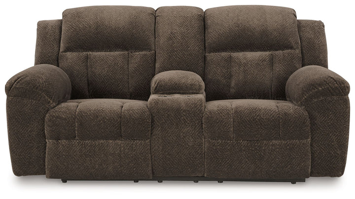 Frohn - Dbl Reclining Loveseat With Console - Chocolate