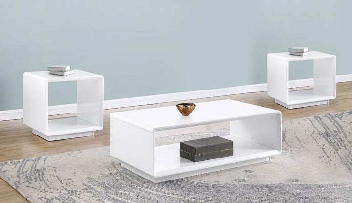 Coaster Furniture Paseo - 3 Piece Coffee And End Table Set - White High Gloss