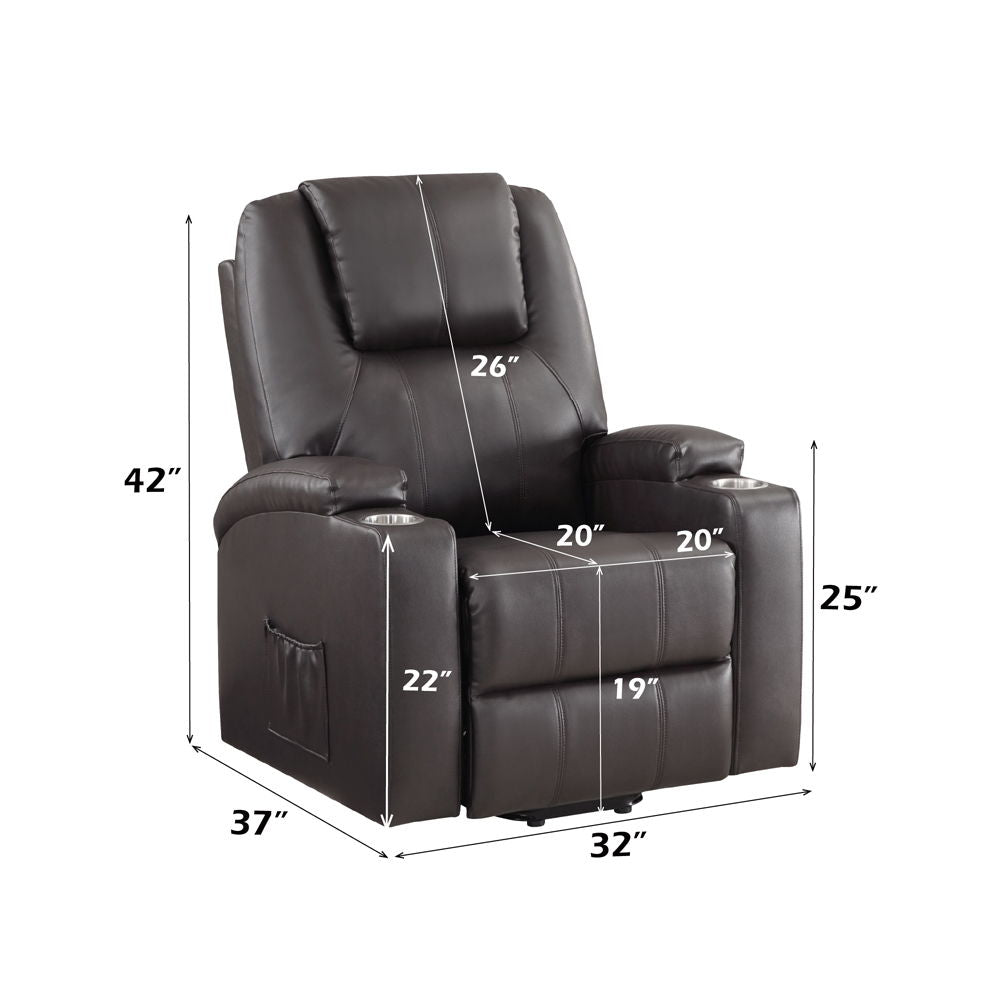 Evander - Recliner With Power Lift & Massage - Brown Leather Aire
