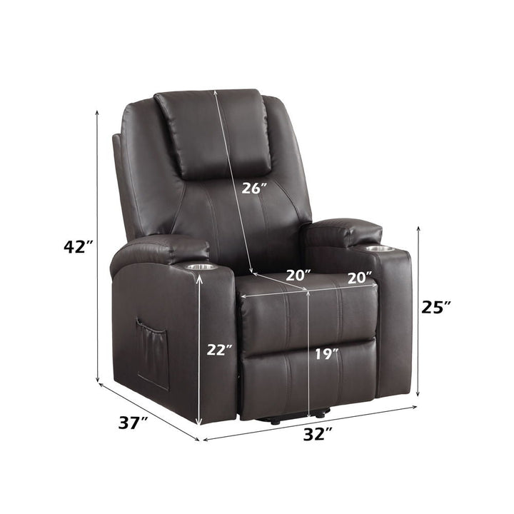 Evander - Recliner With Power Lift & Massage - Brown Leather Aire
